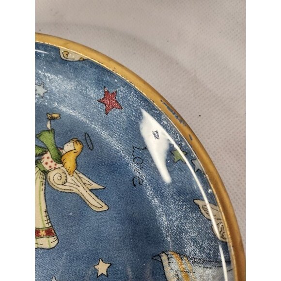 Vintage Unique Angel Peace Love Cherish Freedom Decorative Plate Round Gold Trim - Picture 4 of 7